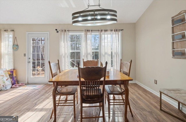 dining area featuring wood-type flooring