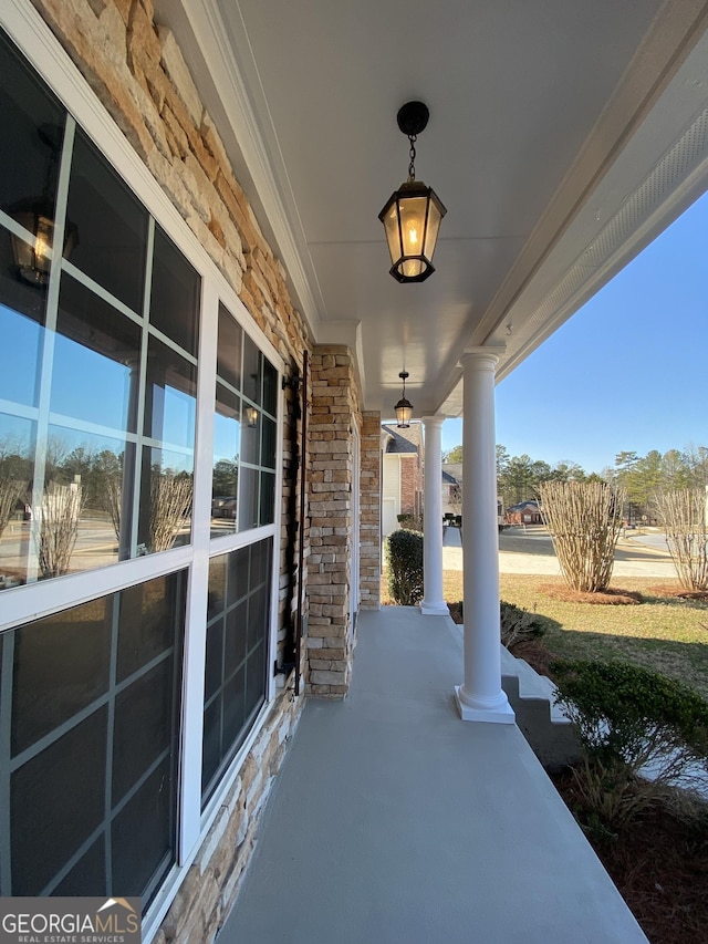 view of patio featuring covered porch