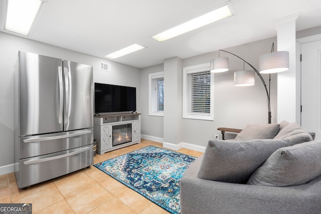 living room featuring tile patterned floors