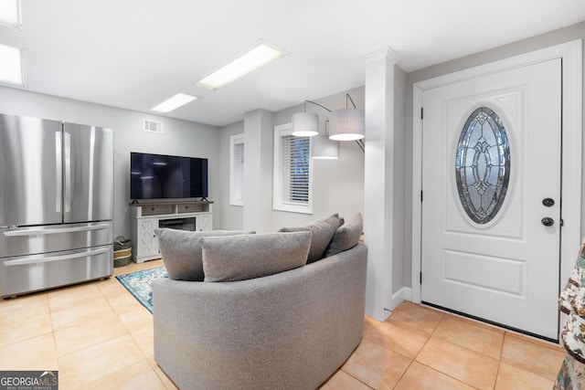 view of tiled living room