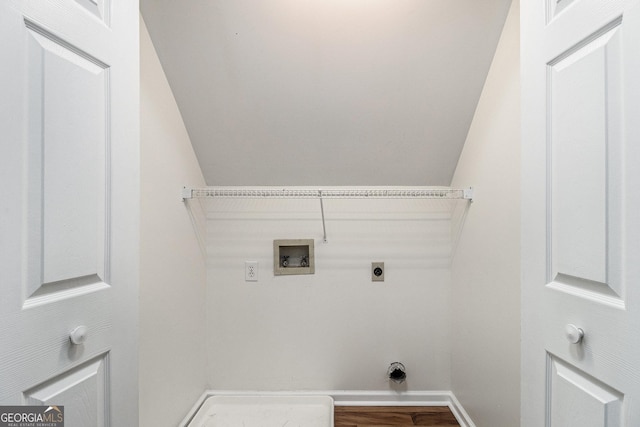 laundry area featuring hardwood / wood-style flooring, hookup for a washing machine, and electric dryer hookup