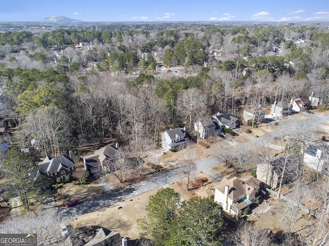 drone / aerial view with a mountain view