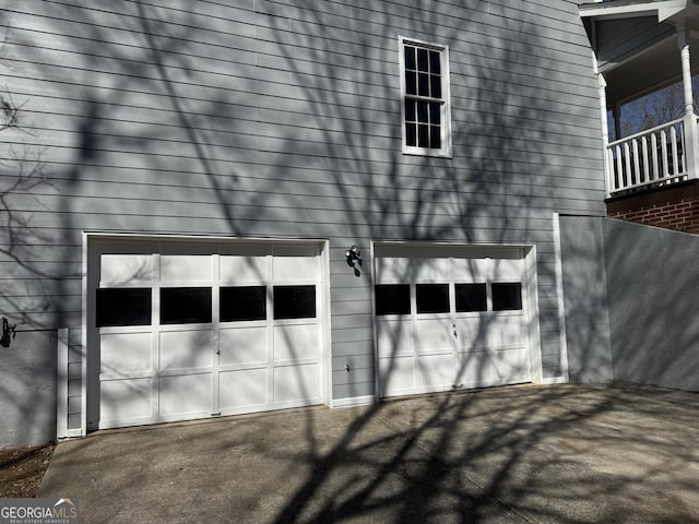 view of garage