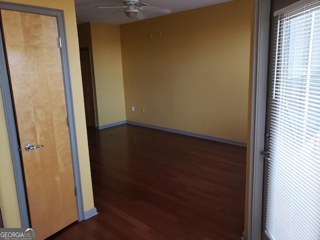 hall featuring dark hardwood / wood-style floors