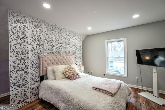 bedroom featuring dark wood-type flooring