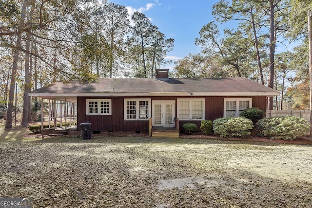 view of front of property with french doors