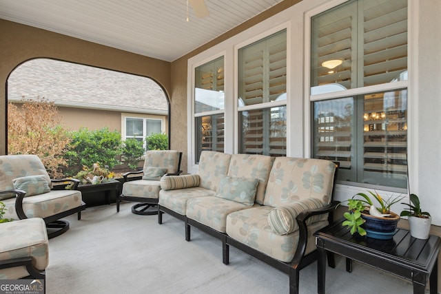 view of patio with ceiling fan