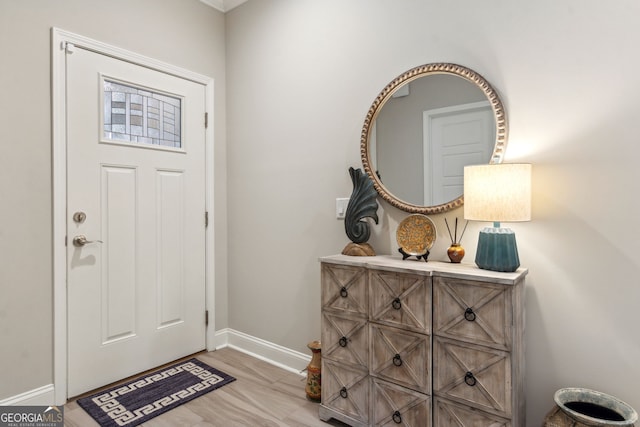 entryway with light wood-type flooring