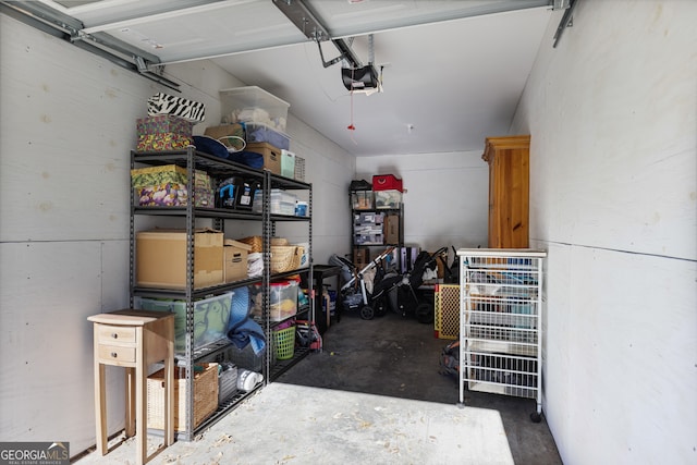 garage with a garage door opener