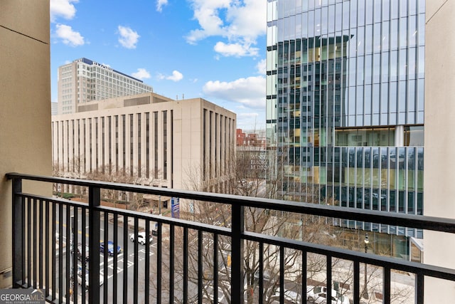 balcony with a view of city