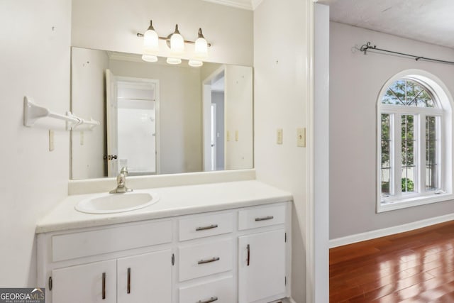 213 Pine Crest Dr, Cumming, GA 30040 - bathroom featuring vanity and wood finished floors