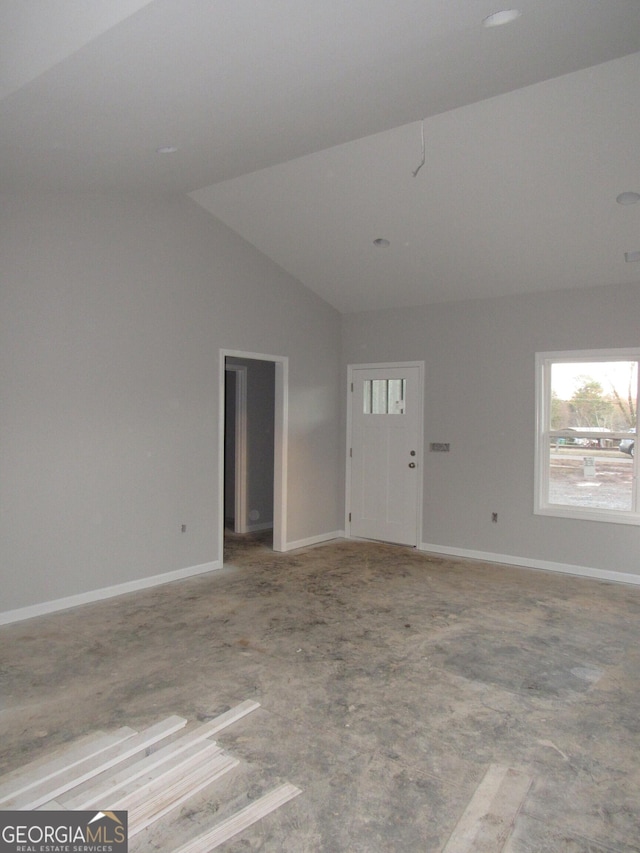 interior space with vaulted ceiling