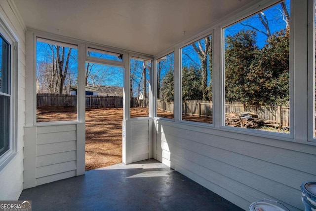 view of unfurnished sunroom