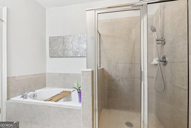 bathroom with plus walk in shower