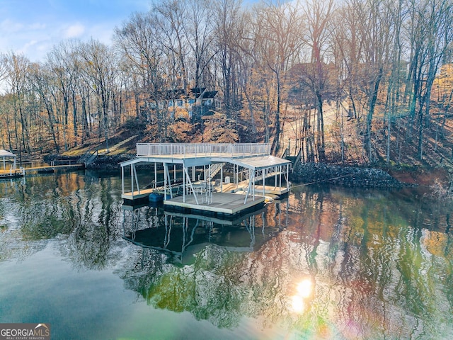 view of dock featuring a water view
