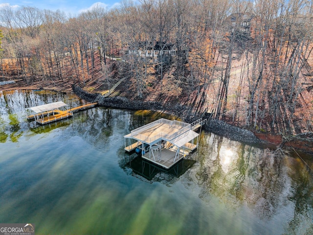 dock area featuring a water view