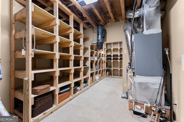 wine cellar with concrete flooring