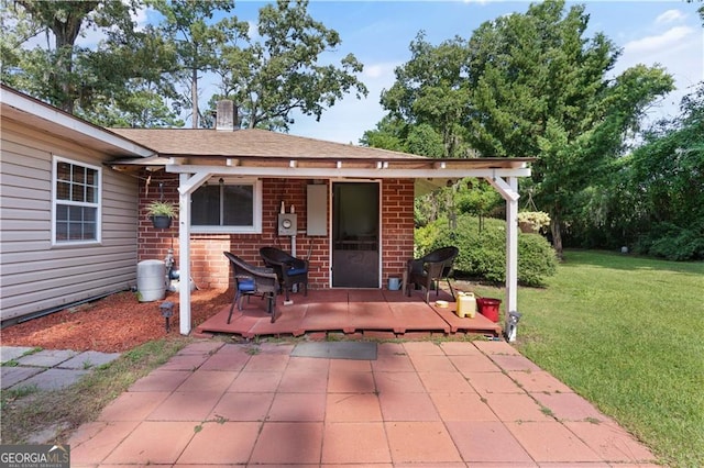 view of patio with a wooden deck