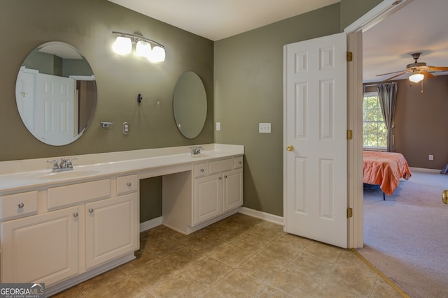 bathroom with vanity and ceiling fan