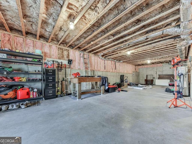 basement with water heater