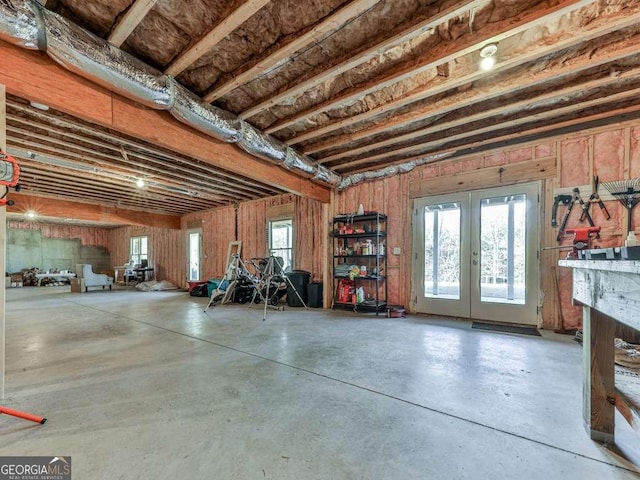 basement with french doors