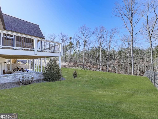 view of yard with a deck