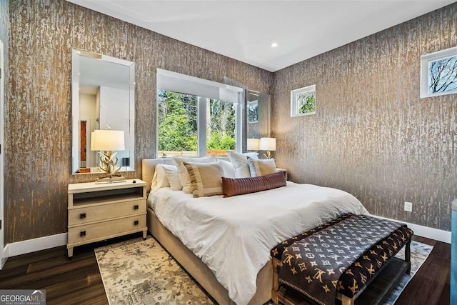 bedroom featuring dark hardwood / wood-style floors