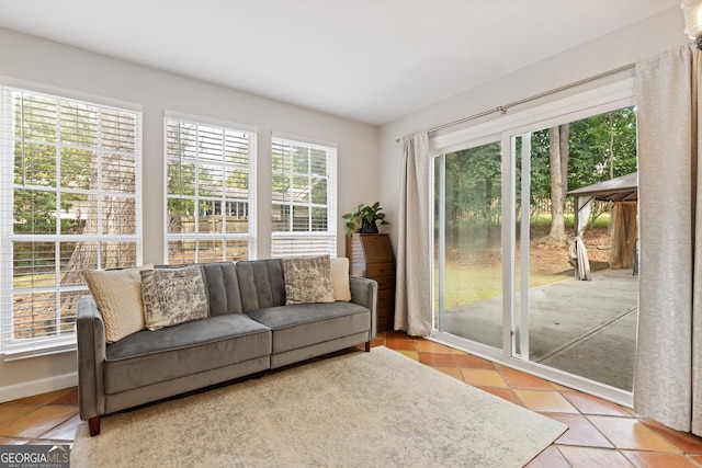 view of tiled living room