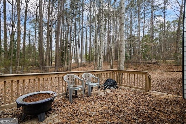 deck featuring a fire pit