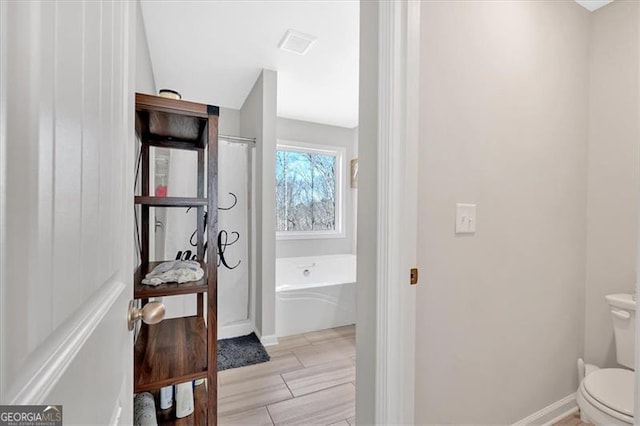 bathroom with a bathtub and toilet