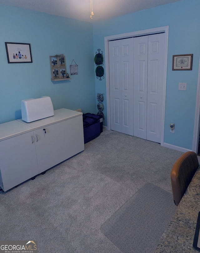 carpeted bedroom featuring a closet