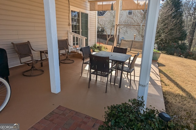 view of patio with a trampoline