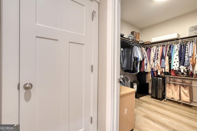 spacious closet featuring light wood-type flooring