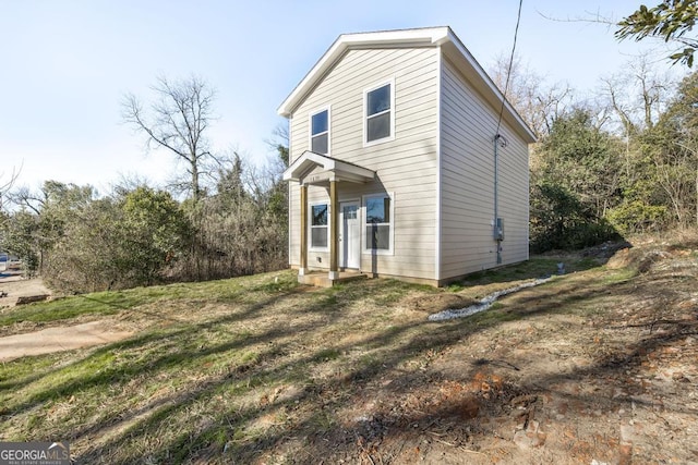 exterior space featuring a yard