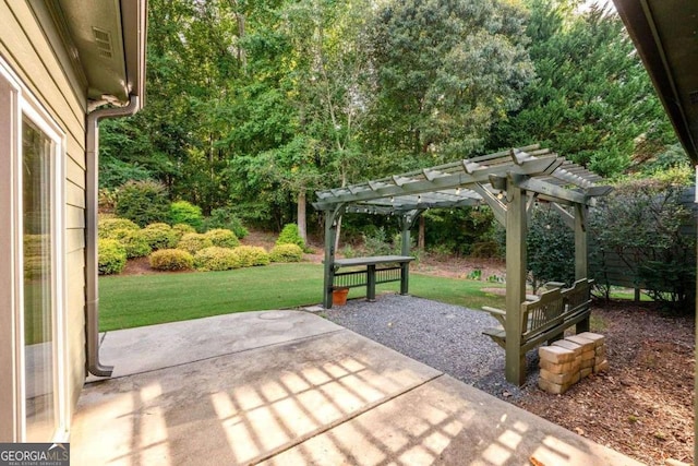 view of patio / terrace featuring a pergola