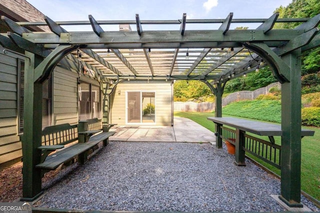 view of patio with a pergola