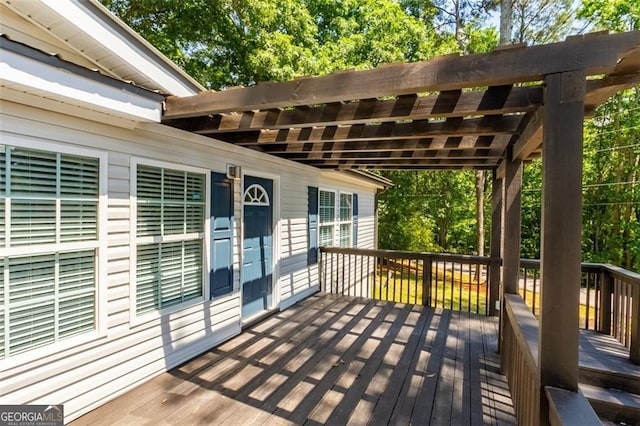 deck featuring a pergola