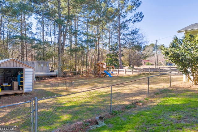 view of yard featuring a playground