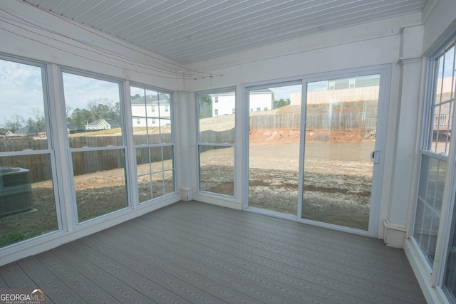 view of unfurnished sunroom