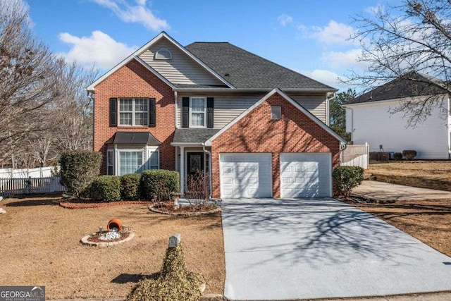 front facade with a garage