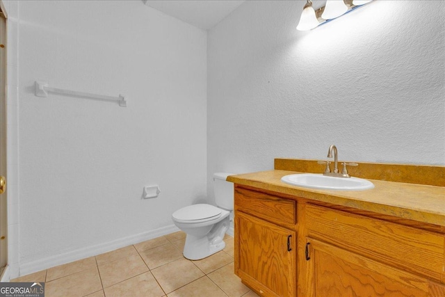 bathroom with tile patterned floors, toilet, and vanity