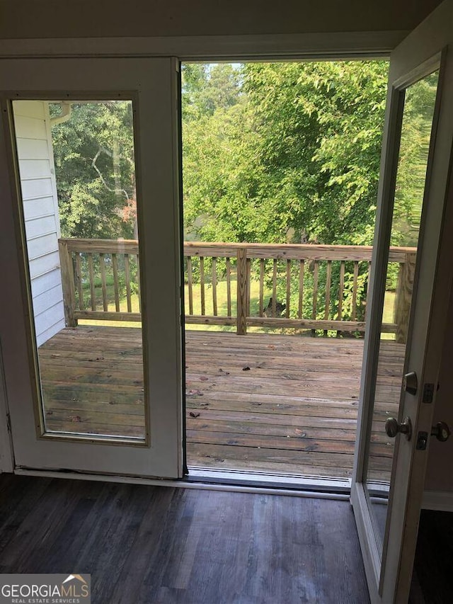 doorway to outside featuring dark hardwood / wood-style flooring