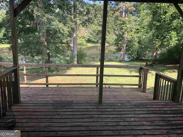 deck with a water view