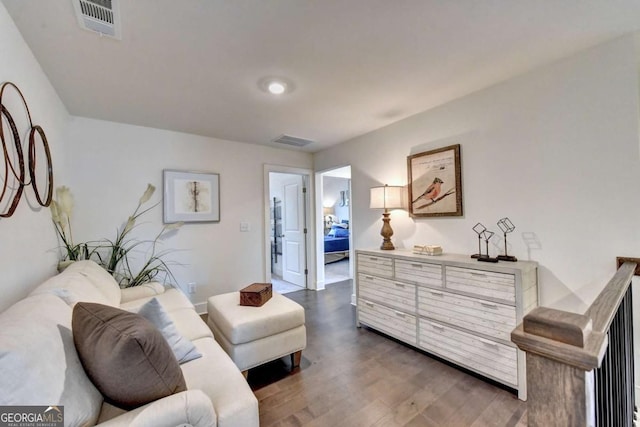 living area with dark wood-type flooring