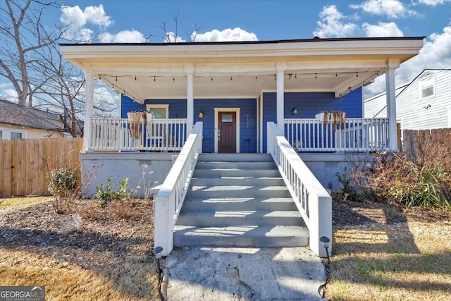 view of front of home with a porch