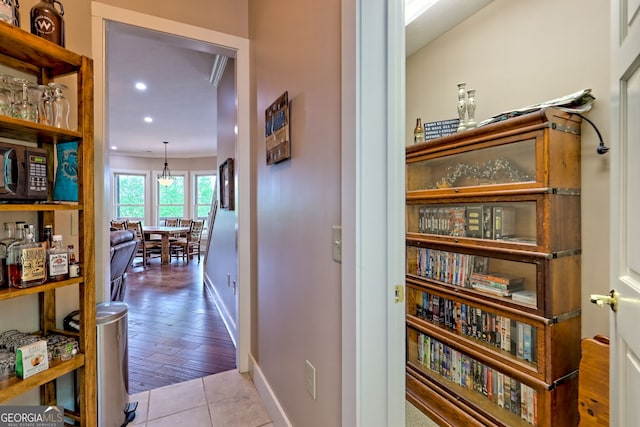 4431 Furman Gribble Rd, Young Harris, GA 30582 - hall with baseboards, light tile patterned flooring, and recessed lighting