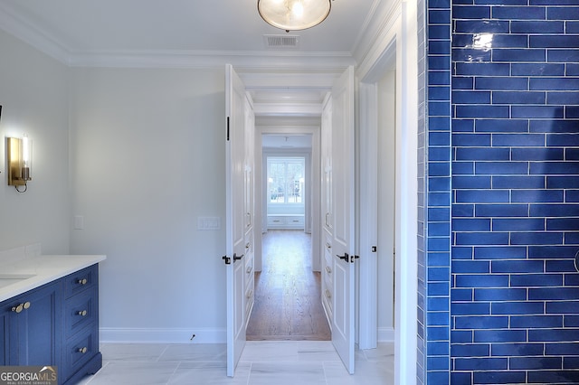 corridor with ornamental molding