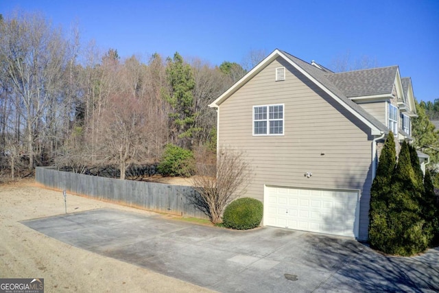 view of home's exterior featuring a garage