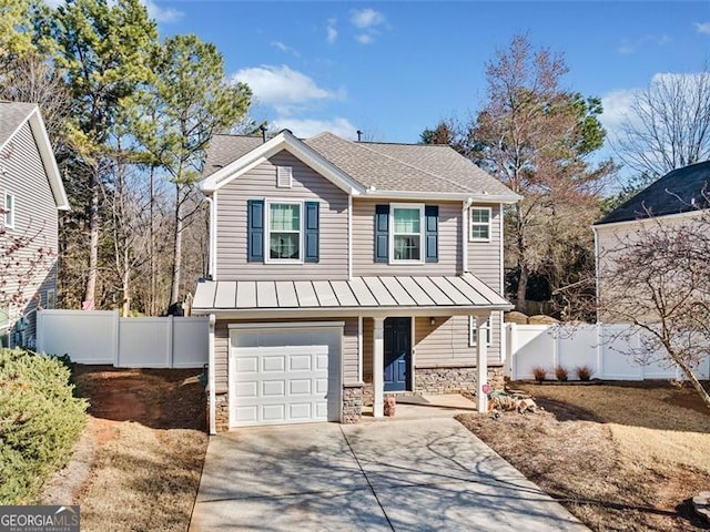 view of front of house with a garage