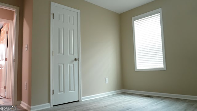 empty room featuring light wood-type flooring